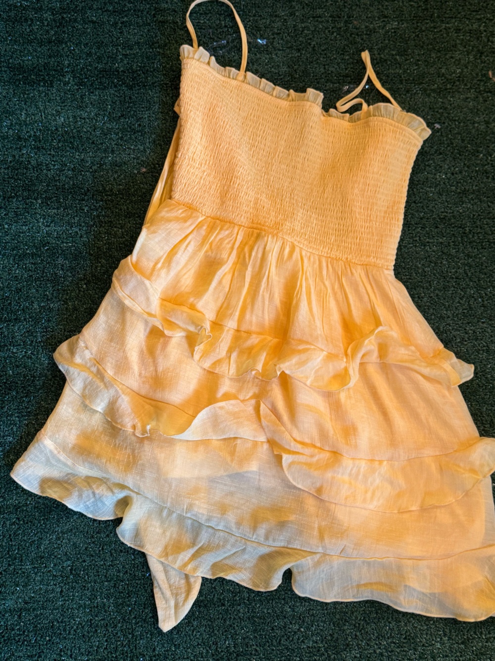 Yellow Ruffle Smocked Sundress - Picture 3 of 6